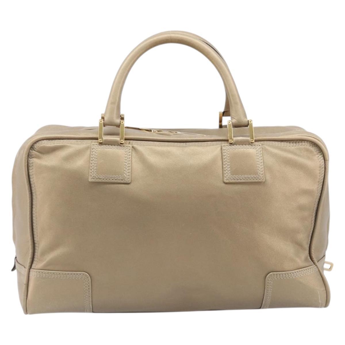 LOEWE Amazona 35 Hand Bag Leather Gold Auth 204893A