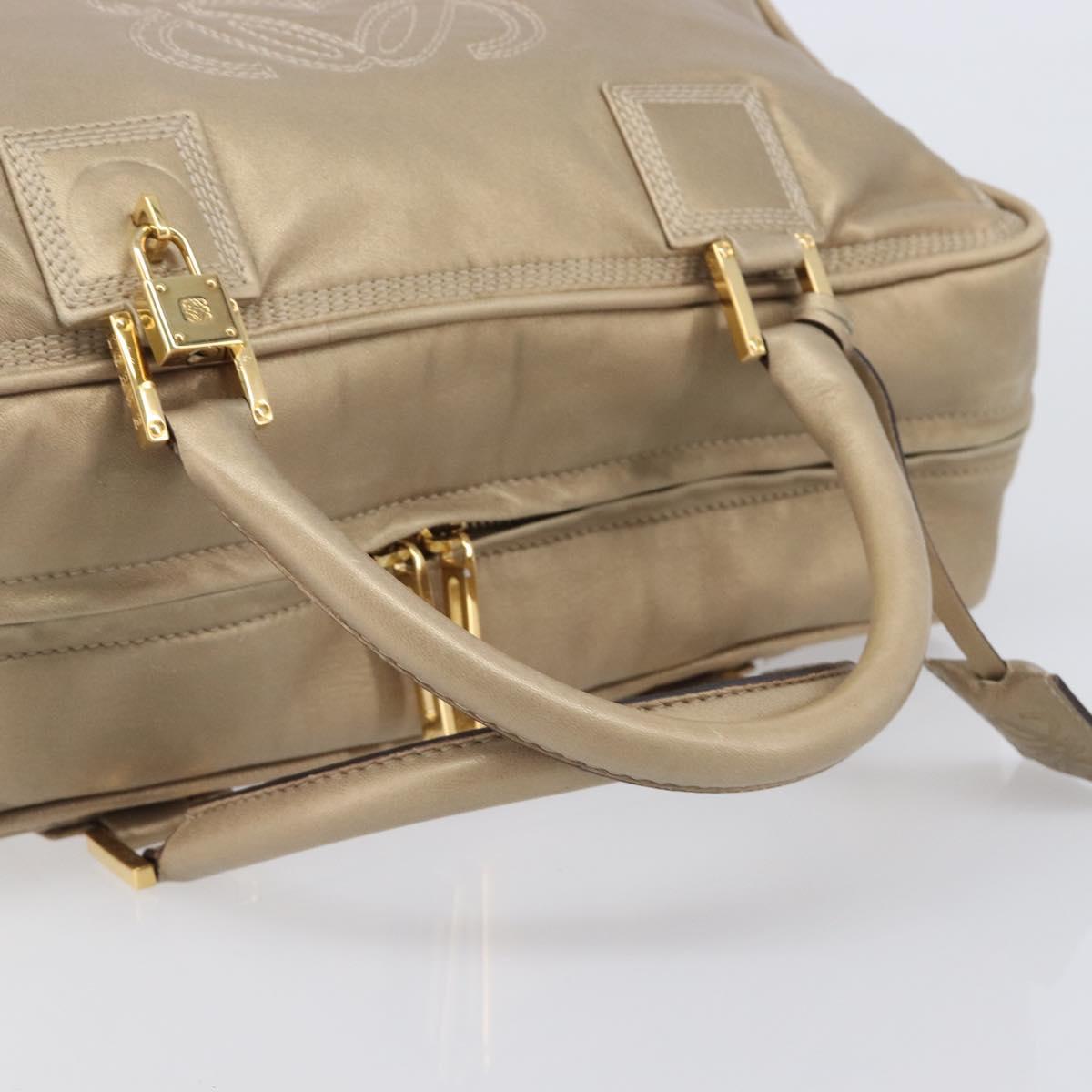 LOEWE Amazona 35 Hand Bag Leather Gold Auth 204893A