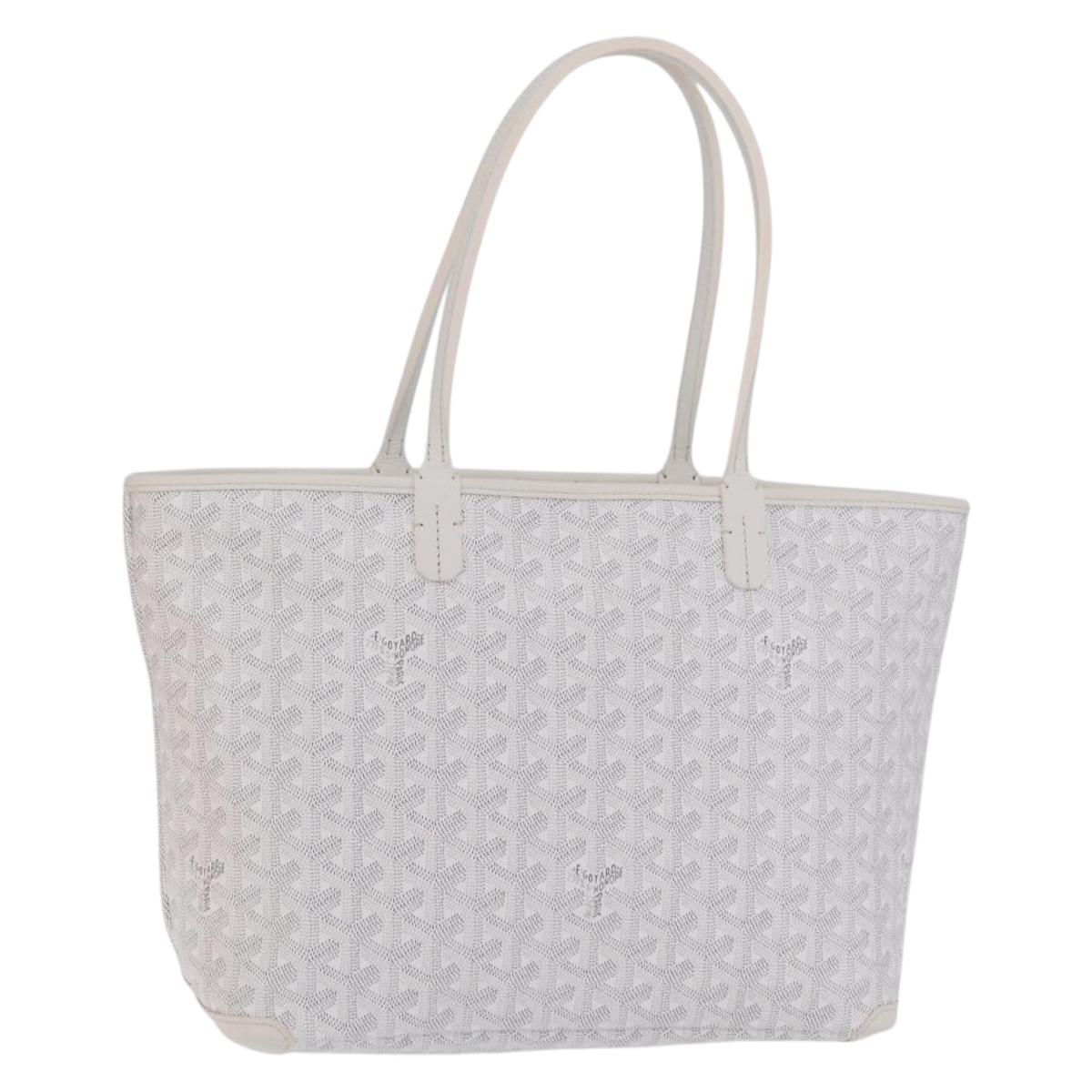 GOYARD Herringbone Artois PM Tote Bag PVC Leather White Auth 204894SM