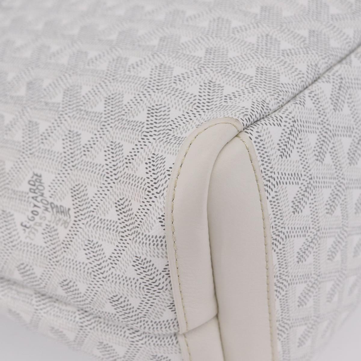 GOYARD Herringbone Artois PM Tote Bag PVC Leather White Auth 204894SM