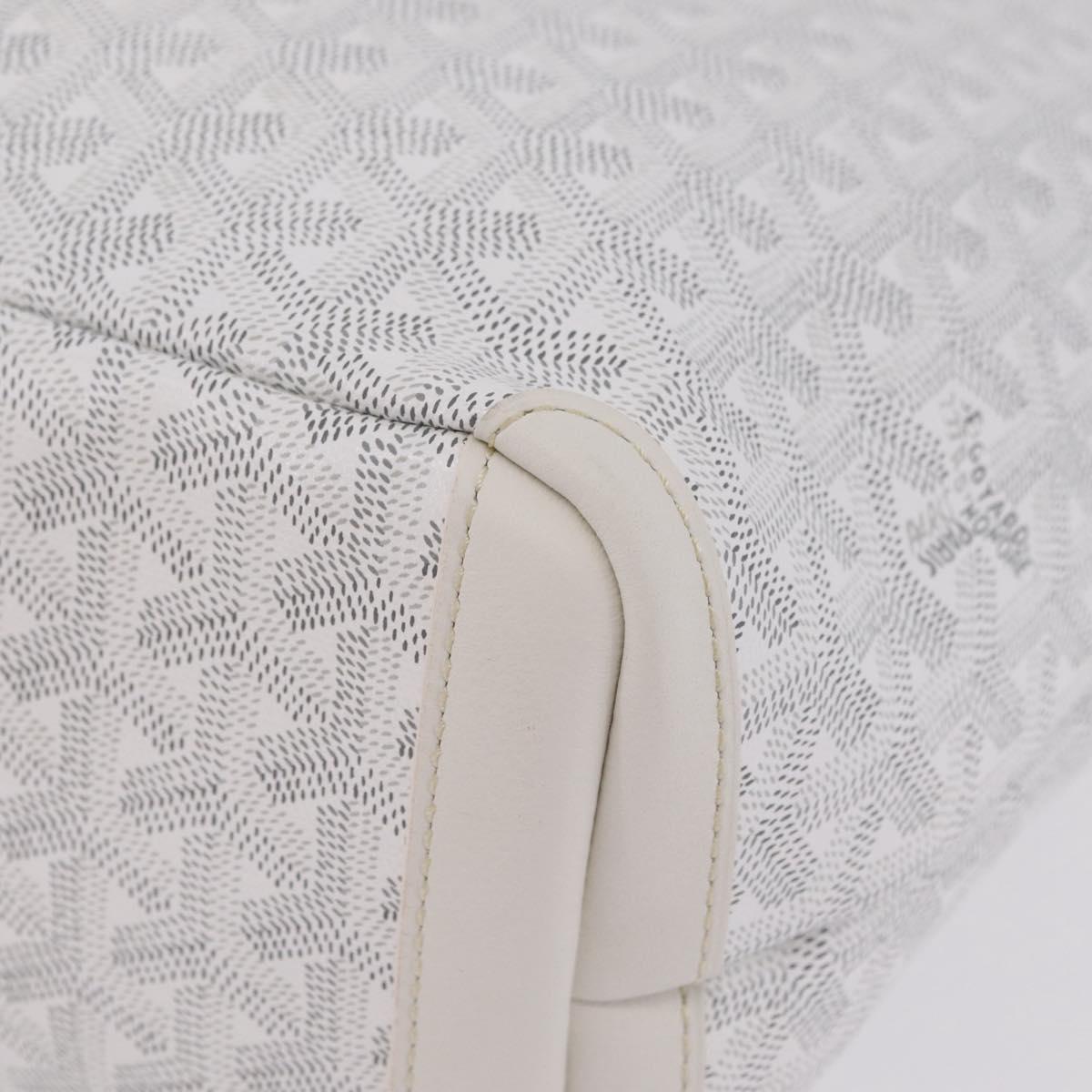 GOYARD Herringbone Artois PM Tote Bag PVC Leather White Auth 204894SM