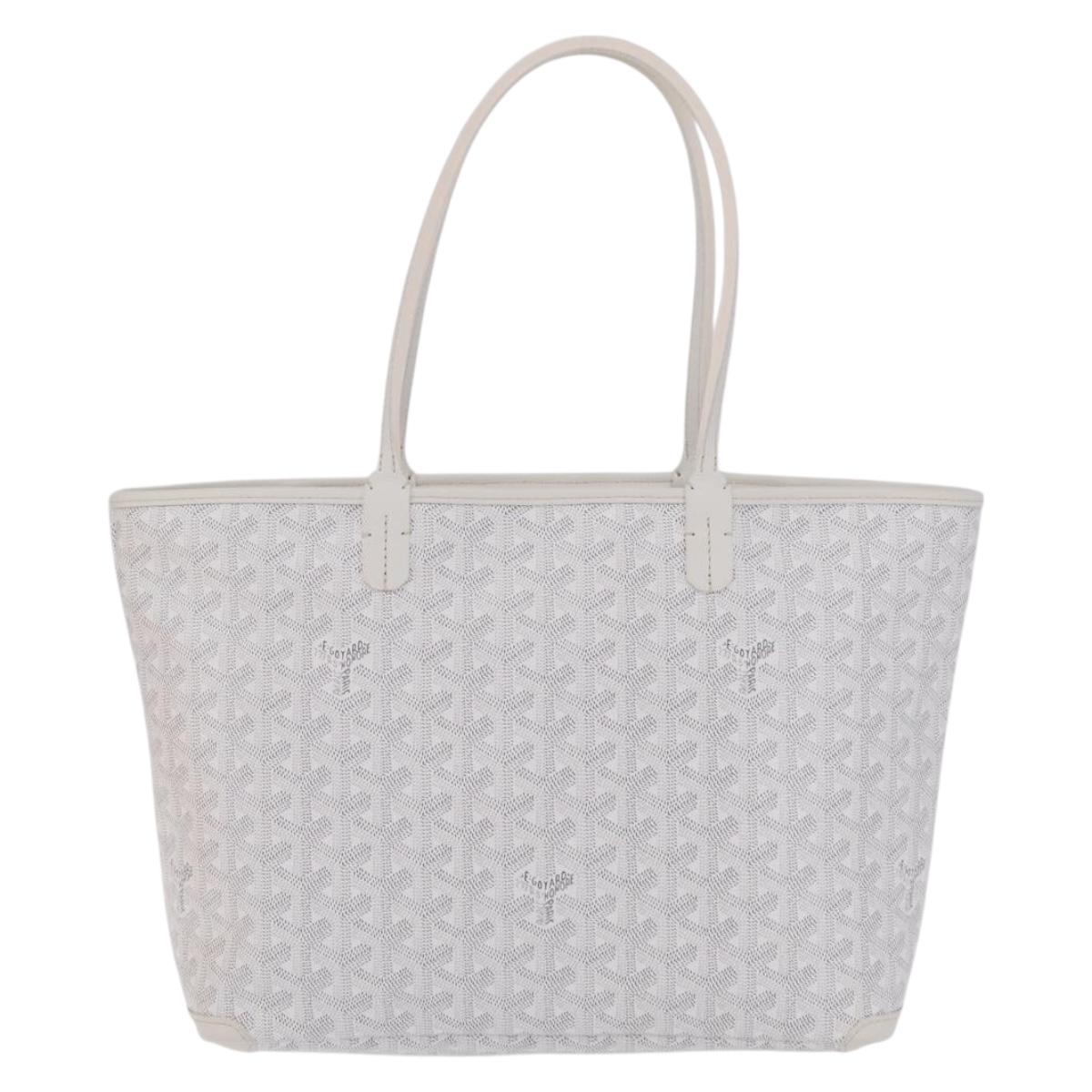 GOYARD Herringbone Artois PM Tote Bag PVC Leather White Auth 204894SM