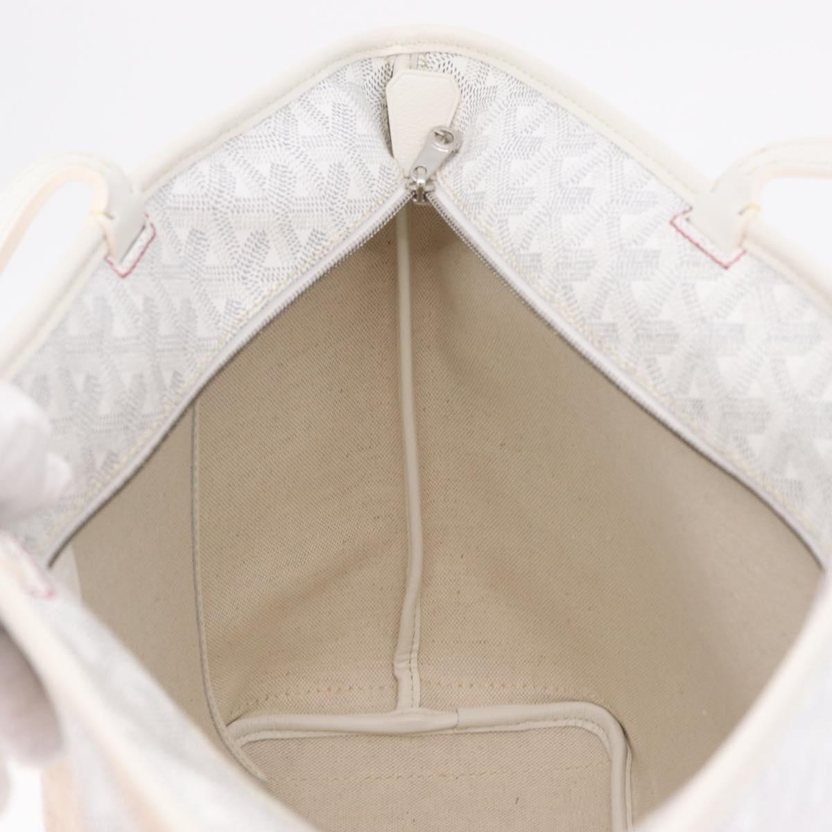 GOYARD Herringbone Artois PM Tote Bag PVC Leather White Auth 204894SM
