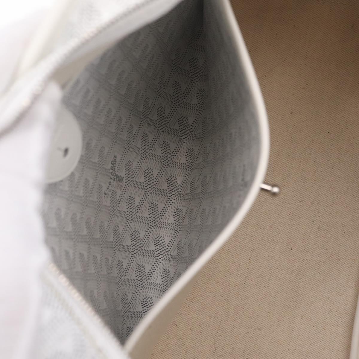 GOYARD Herringbone Artois PM Tote Bag PVC Leather White Auth 204894SM