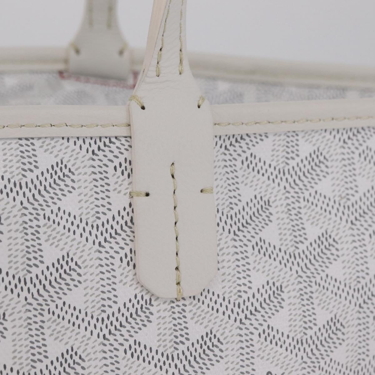 GOYARD Herringbone Artois PM Tote Bag PVC Leather White Auth 204894SM