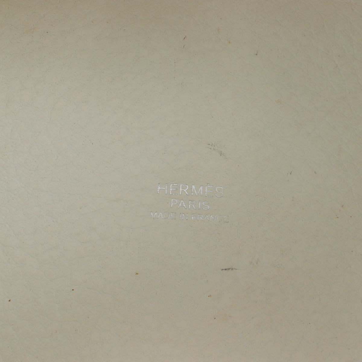 HERMES Picotan Lock PM Hand Bag Taurillon Leather White Silver Auth 204895SAM