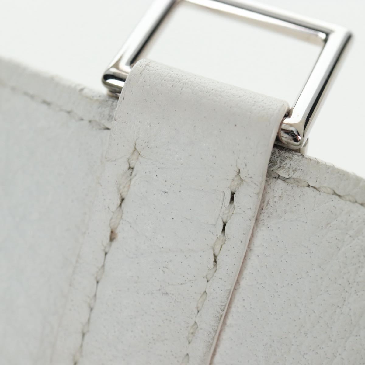 HERMES Picotan Lock PM Hand Bag Taurillon Leather White Silver Auth 204895SAM