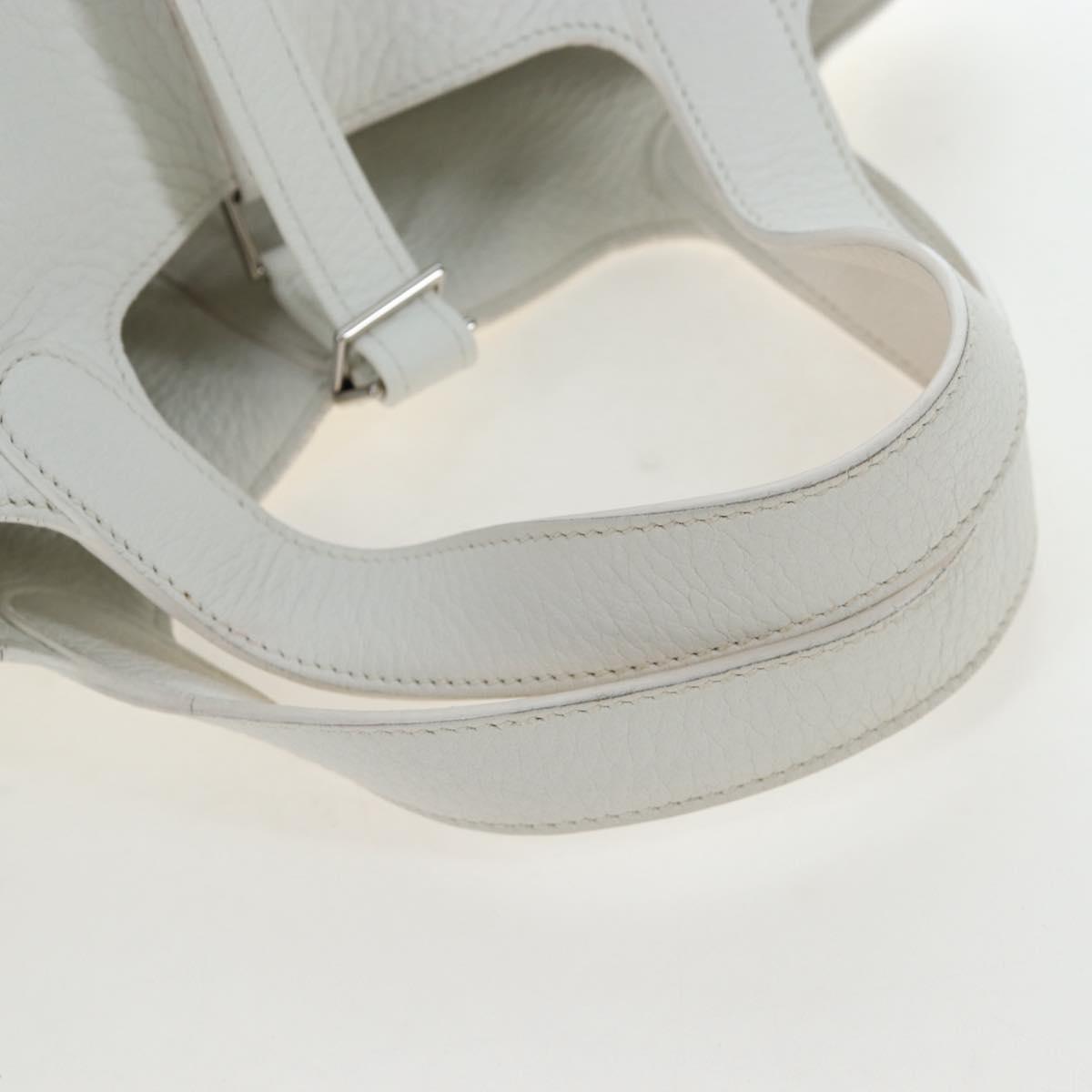 HERMES Picotan Lock PM Hand Bag Taurillon Leather White Silver Auth 204895SAM