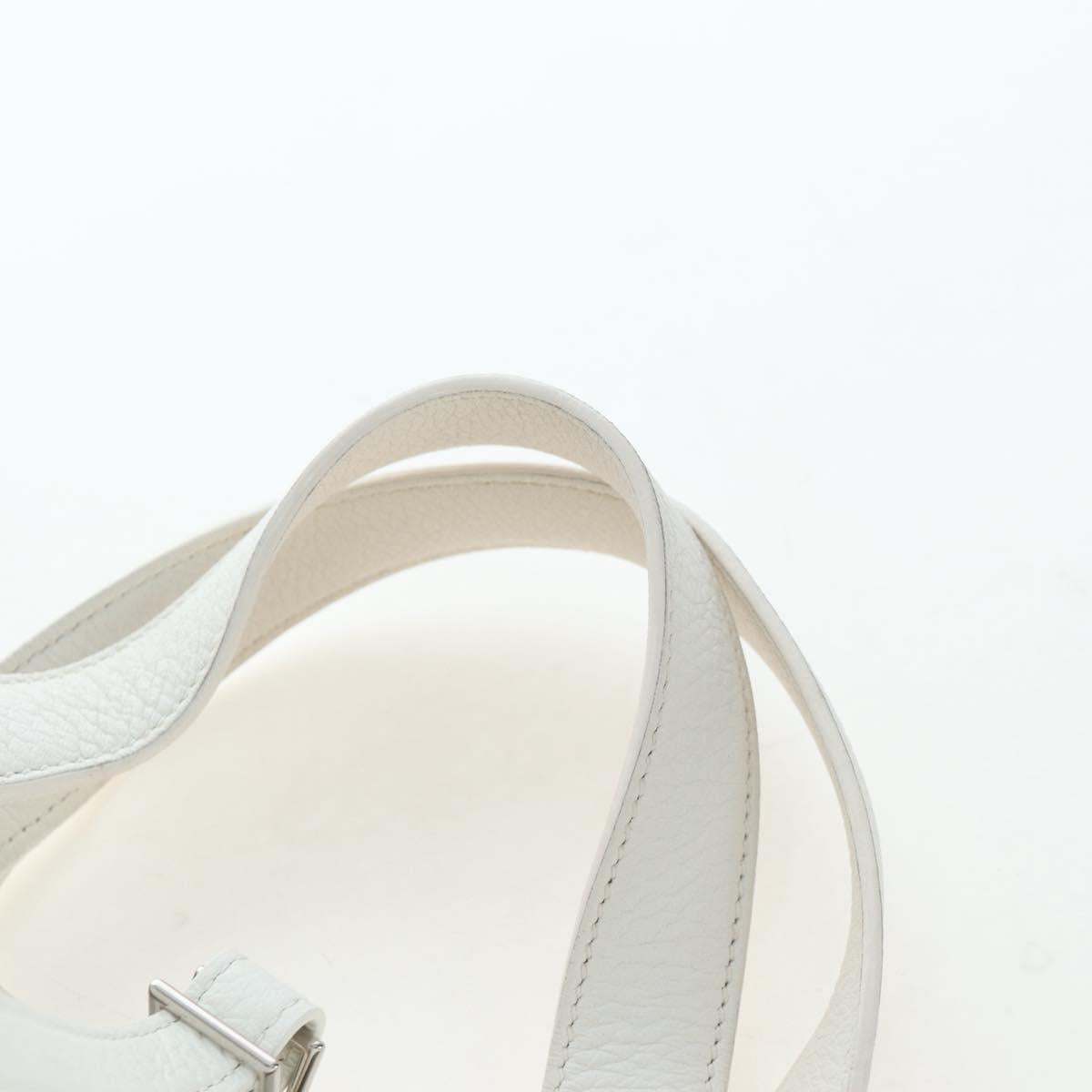 HERMES Picotan Lock PM Hand Bag Taurillon Leather White Silver Auth 204895SAM