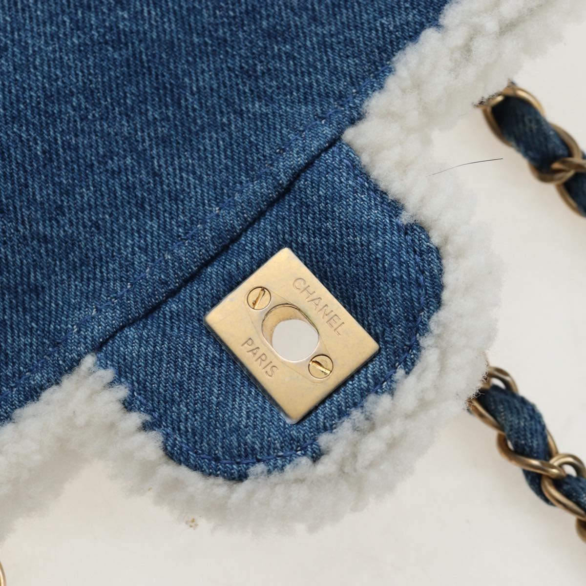 CHANEL Chain Shoulder Bag Denim Blue Gold CC Auth 204897SM