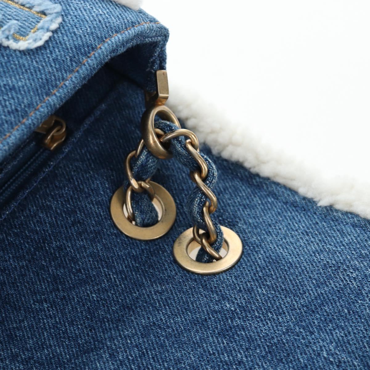 CHANEL Chain Shoulder Bag Denim Blue Gold CC Auth 204897SM