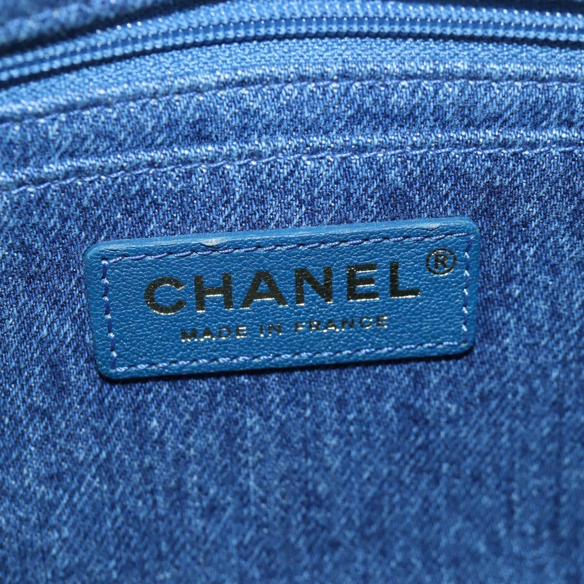 CHANEL Chain Shoulder Bag Denim Blue Gold CC Auth 204897SM
