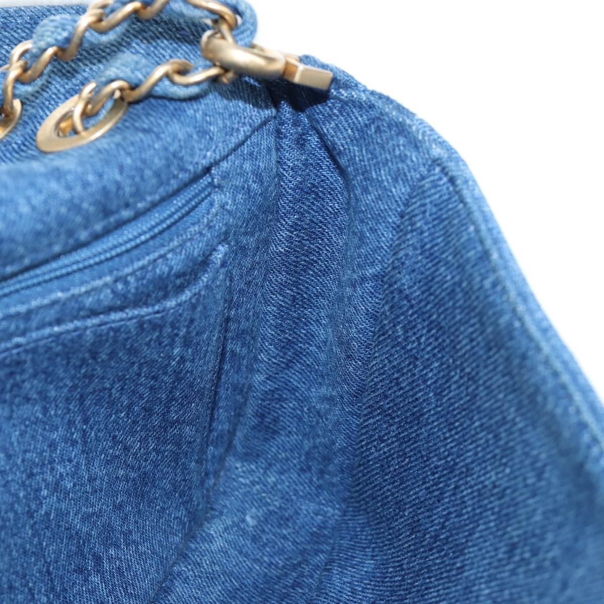 CHANEL Chain Shoulder Bag Denim Blue Gold CC Auth 204897SM