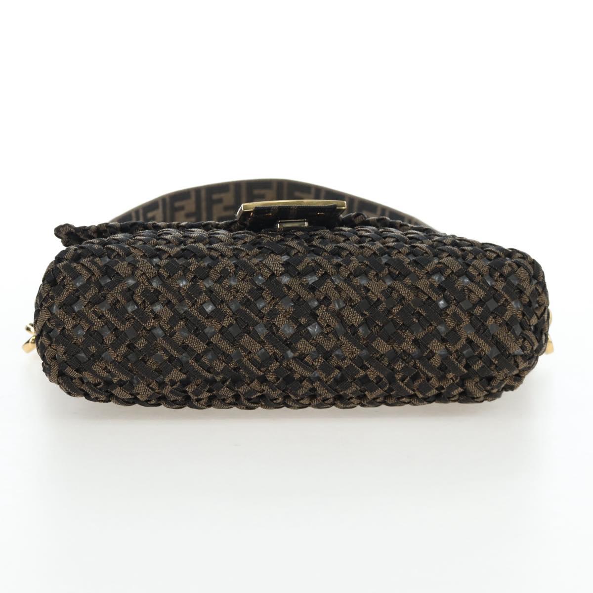 FENDI Zucca Canvas Mamma Baguette Shoulder Bag 2way Brown Black Auth 204902SM