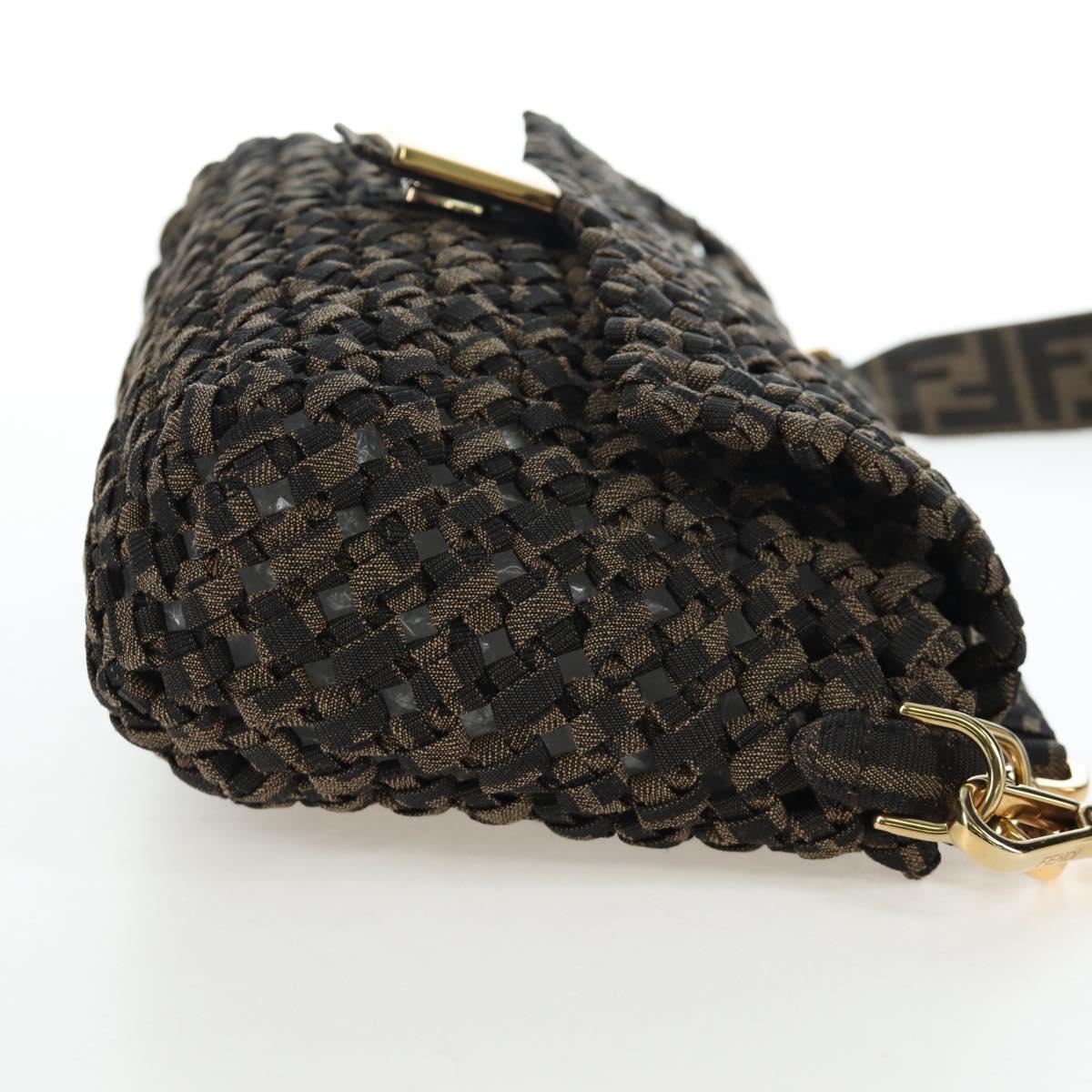 FENDI Zucca Canvas Mamma Baguette Shoulder Bag 2way Brown Black Auth 204902SM