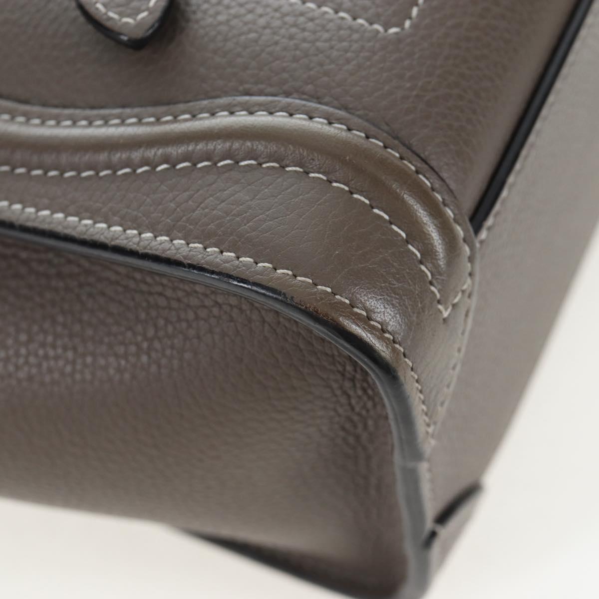 CELINE Luggage Nano Hand Bag Leather 2way Gray Silver Auth 204904V