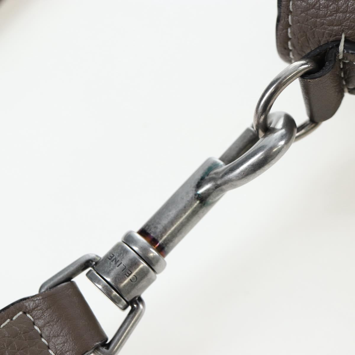 CELINE Luggage Nano Hand Bag Leather 2way Gray Silver Auth 204904V