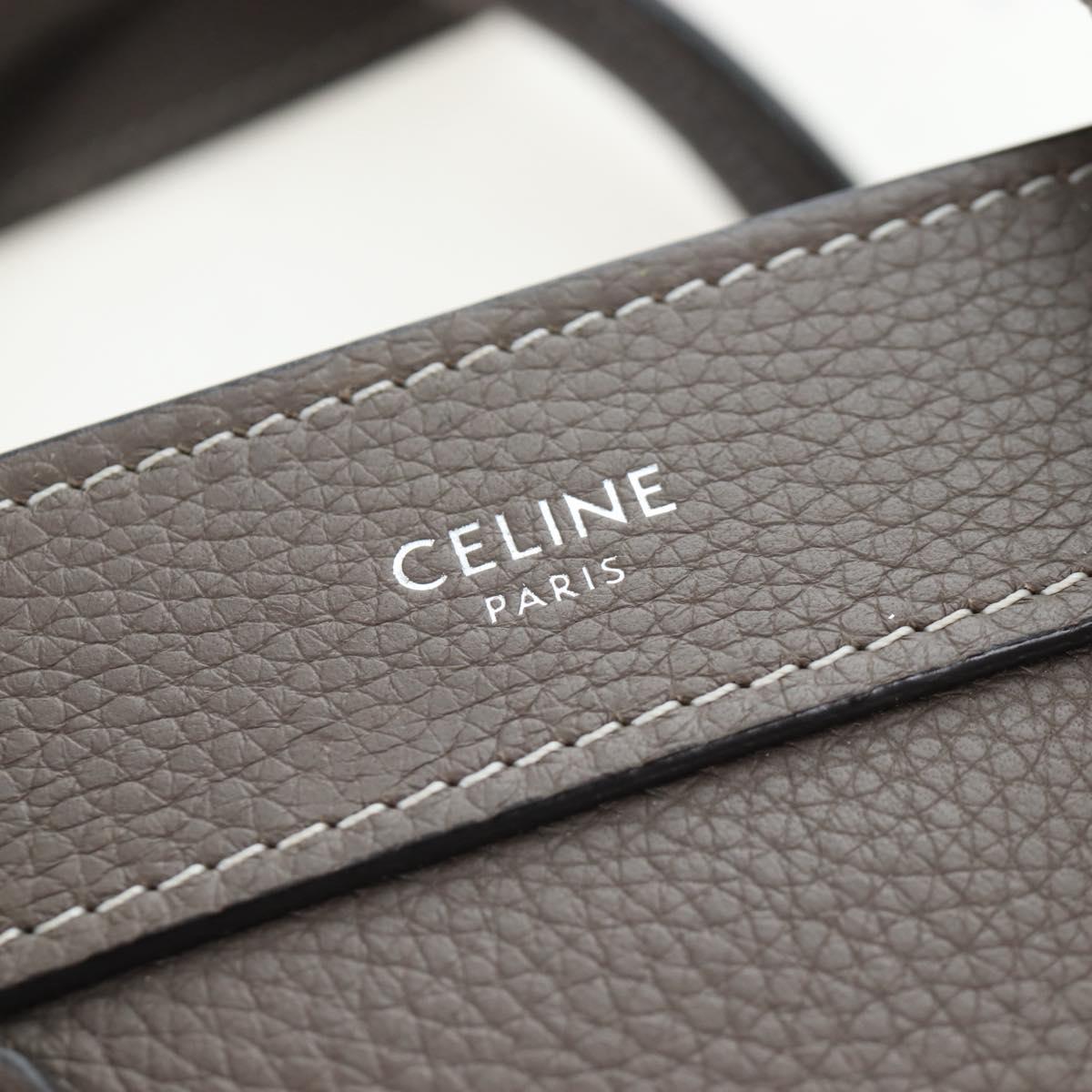 CELINE Luggage Nano Hand Bag Leather 2way Gray Silver Auth 204904V