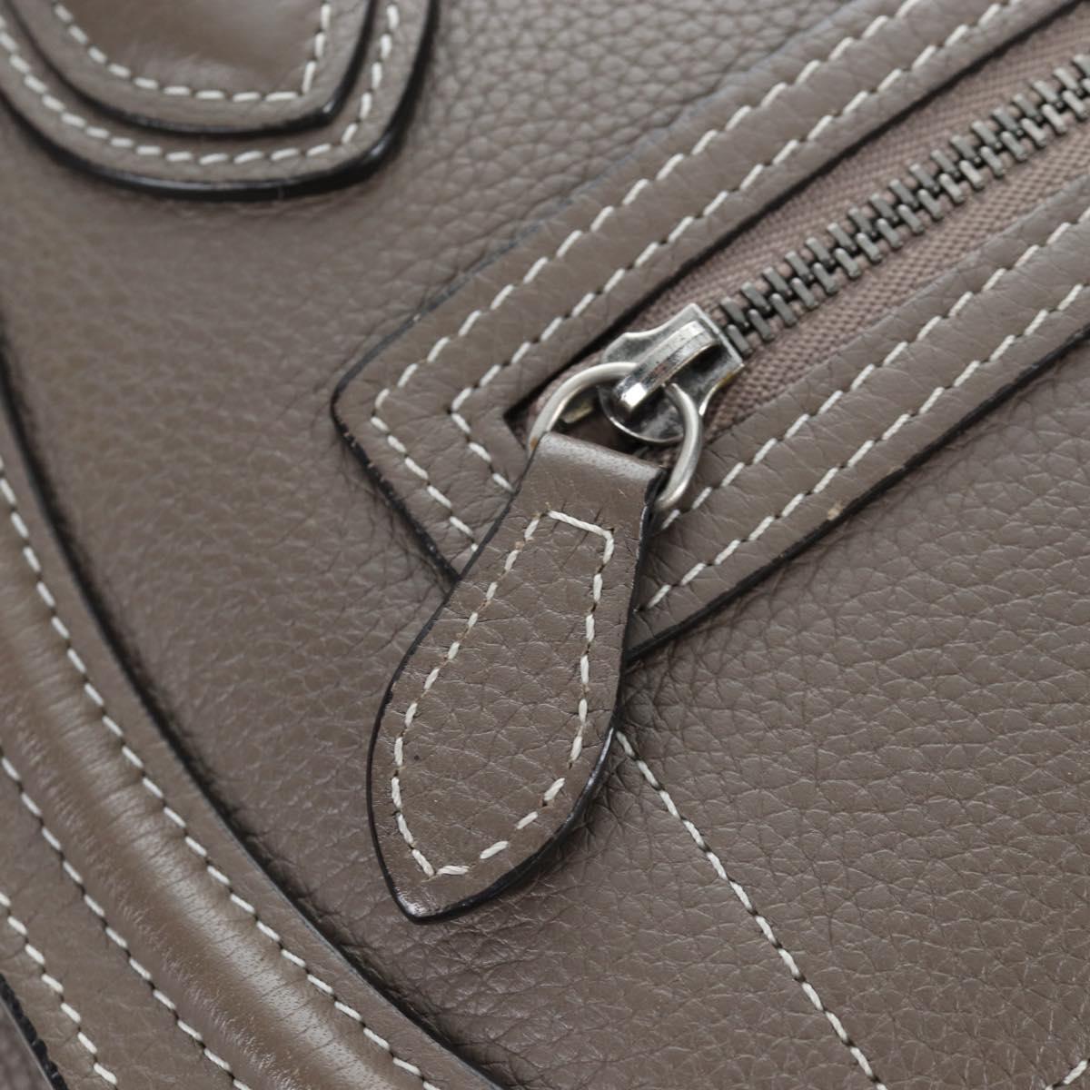 CELINE Luggage Nano Hand Bag Leather 2way Gray Silver Auth 204904V
