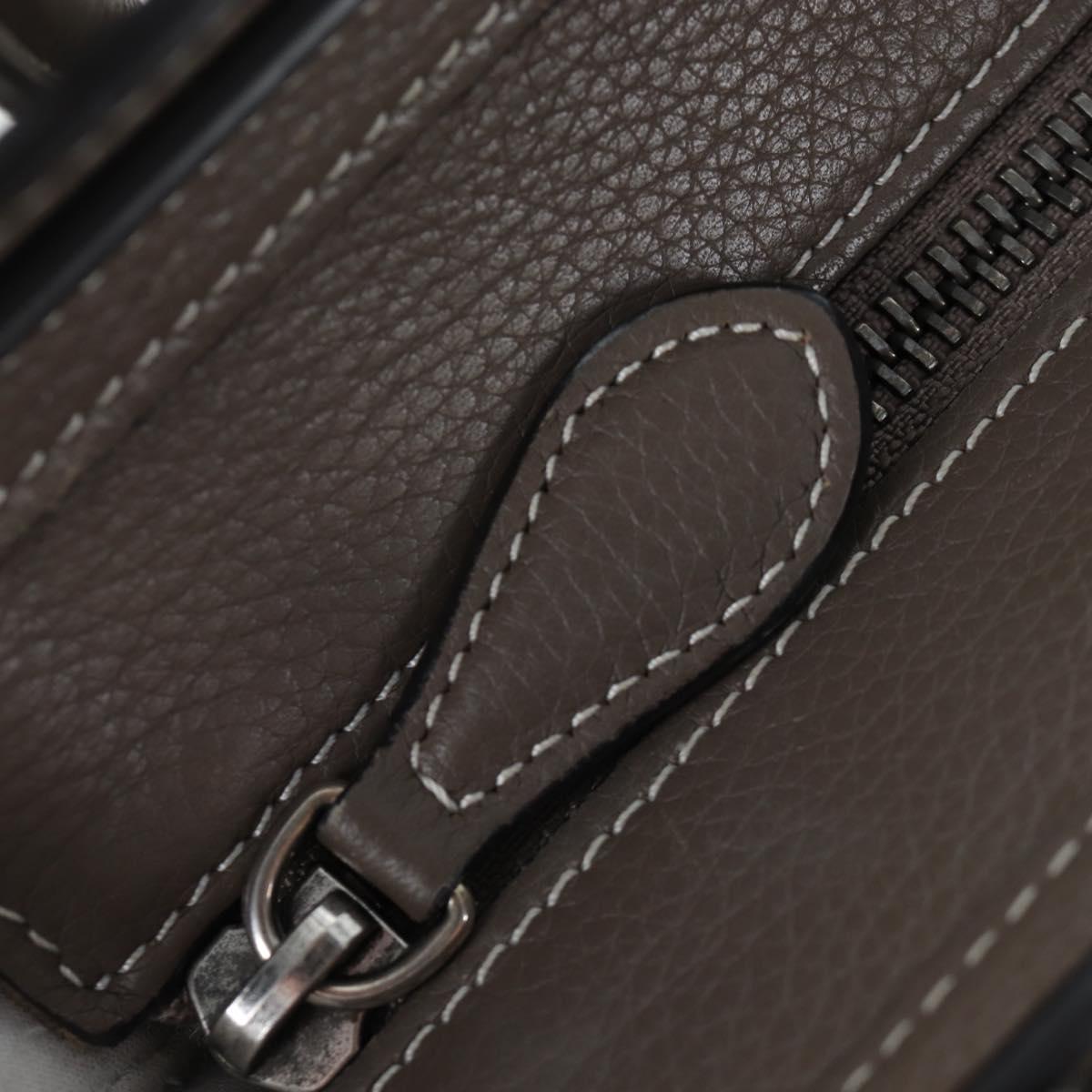 CELINE Luggage Nano Hand Bag Leather 2way Gray Silver Auth 204904V