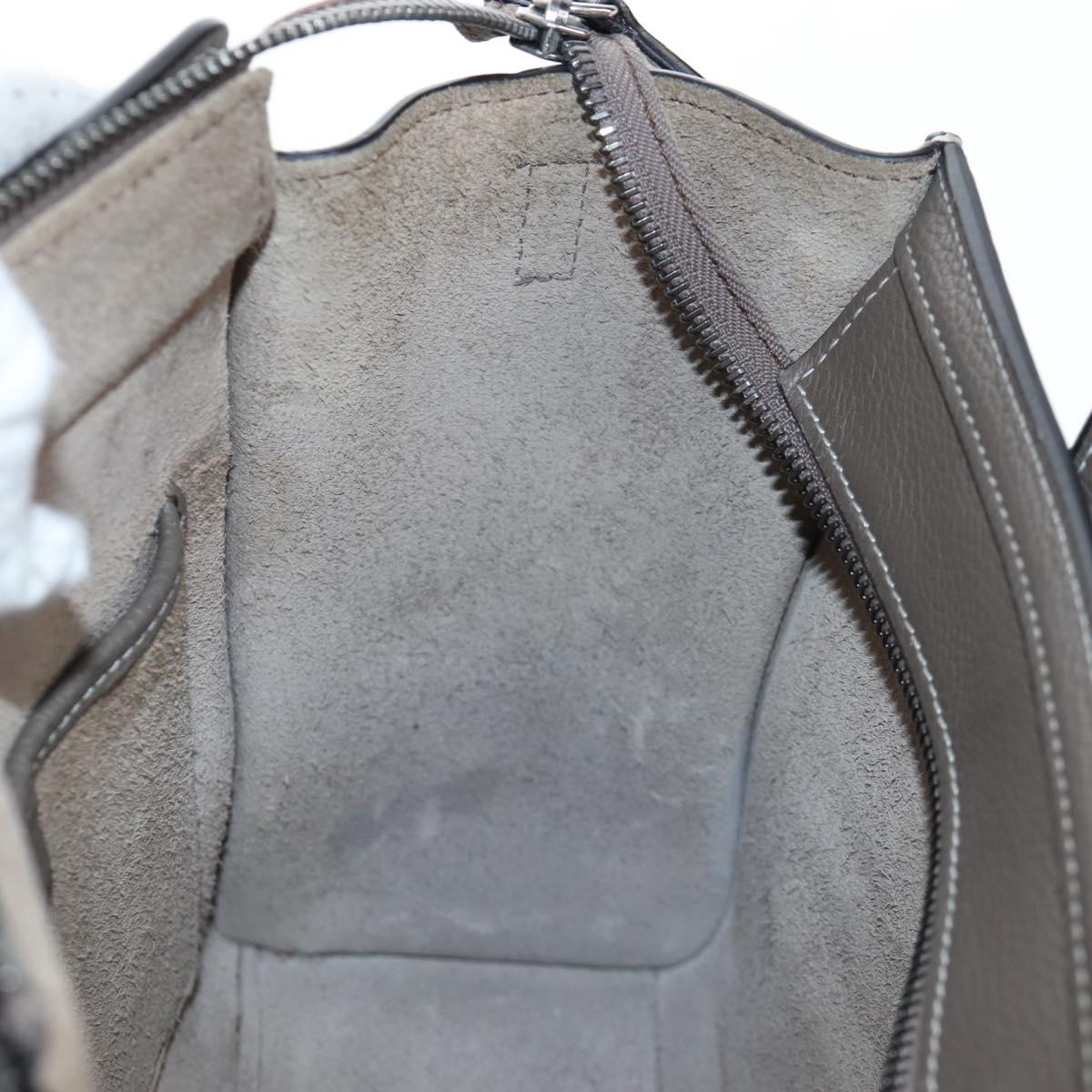 CELINE Luggage Nano Hand Bag Leather 2way Gray Silver Auth 204904V