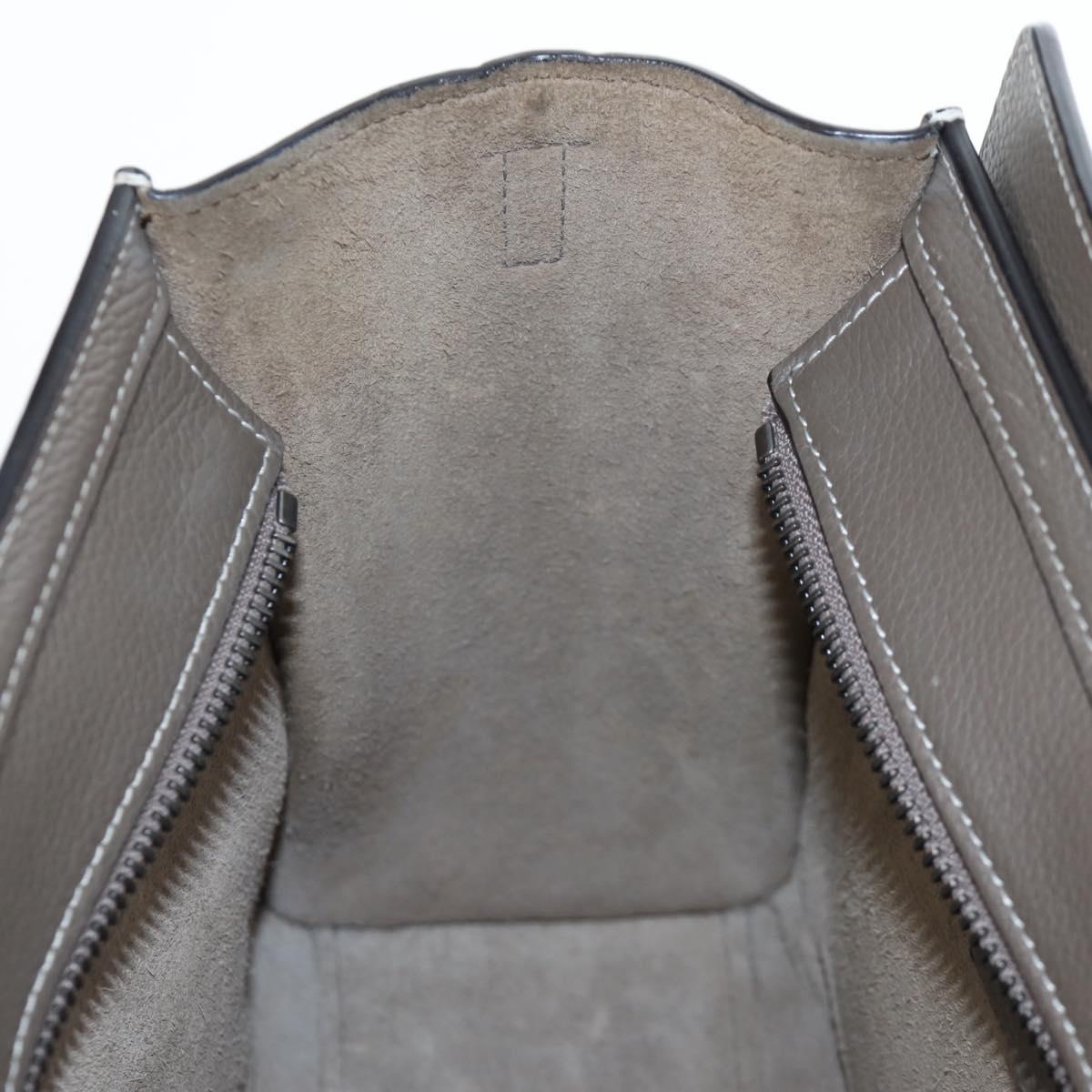 CELINE Luggage Nano Hand Bag Leather 2way Gray Silver Auth 204904V