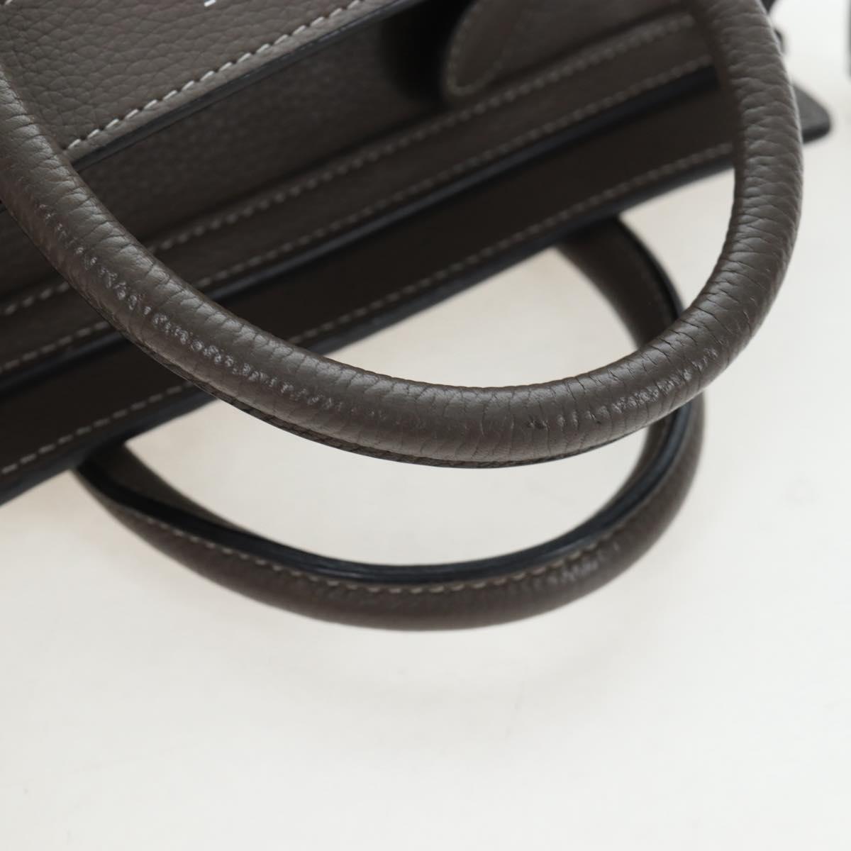 CELINE Luggage Nano Hand Bag Leather 2way Gray Silver Auth 204904V