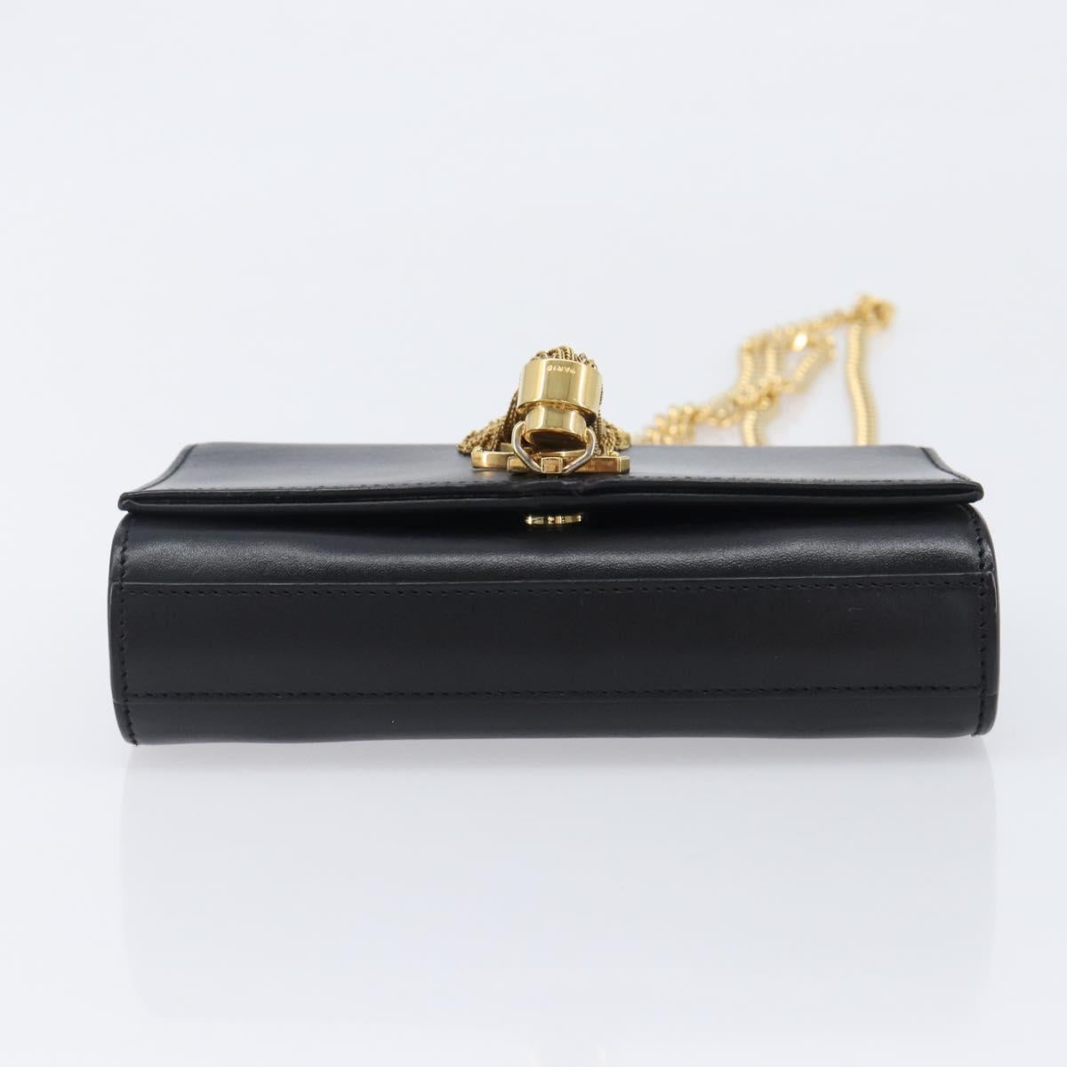 SAINT LAURENT Chain Kate Shoulder Bag Leather Black Gold Auth 204906SAM