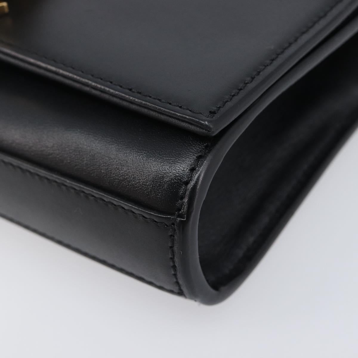 SAINT LAURENT Chain Kate Shoulder Bag Leather Black Gold Auth 204906SAM