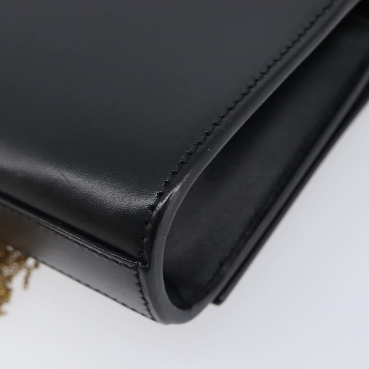 SAINT LAURENT Chain Kate Shoulder Bag Leather Black Gold Auth 204906SAM