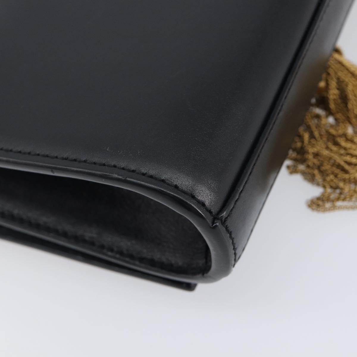 SAINT LAURENT Chain Kate Shoulder Bag Leather Black Gold Auth 204906SAM
