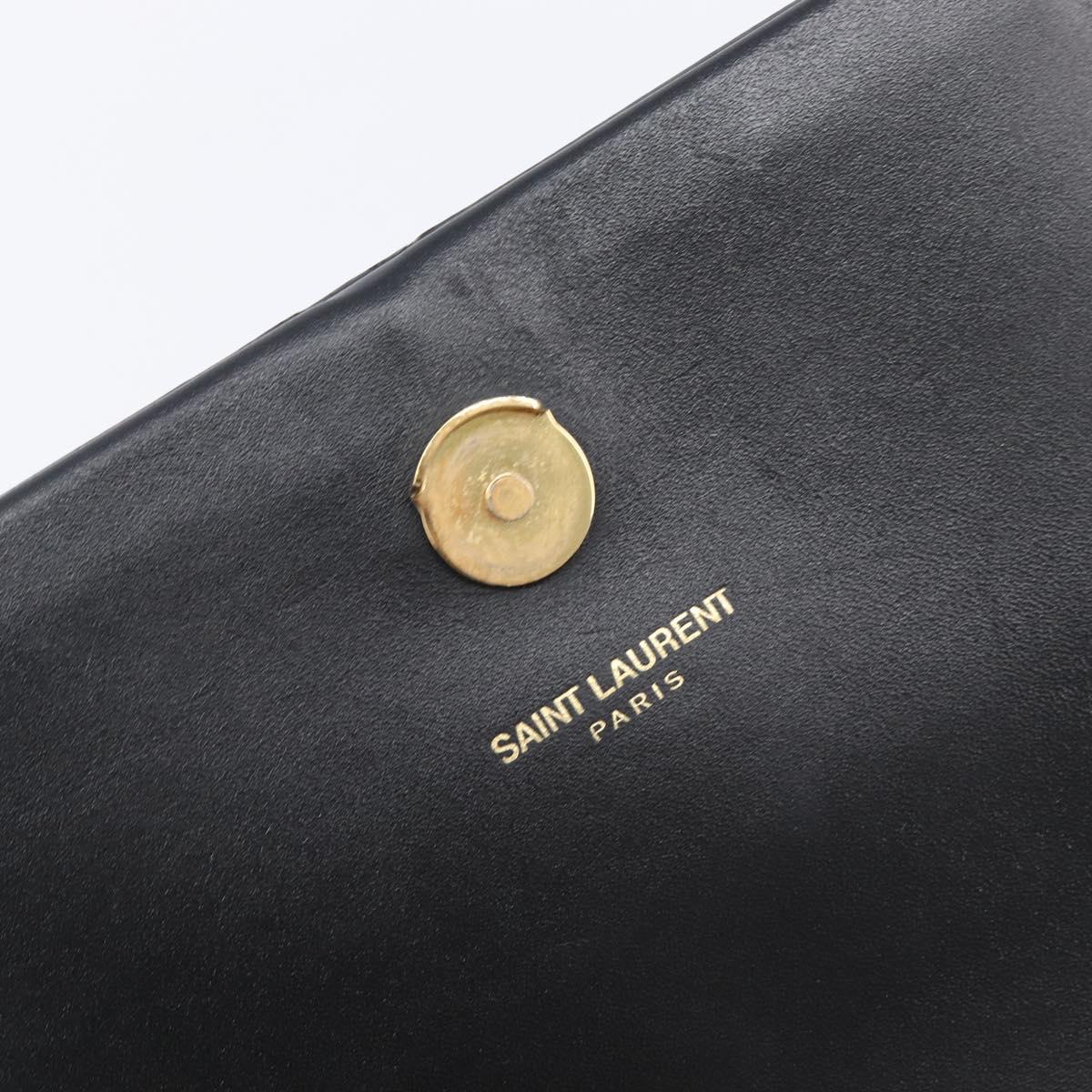 SAINT LAURENT Chain Kate Shoulder Bag Leather Black Gold Auth 204906SAM
