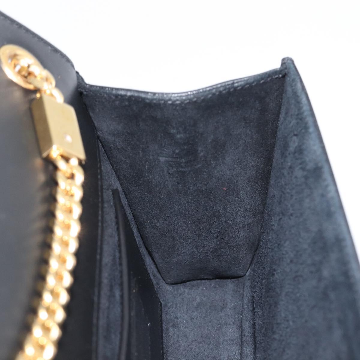 SAINT LAURENT Chain Kate Shoulder Bag Leather Black Gold Auth 204906SAM