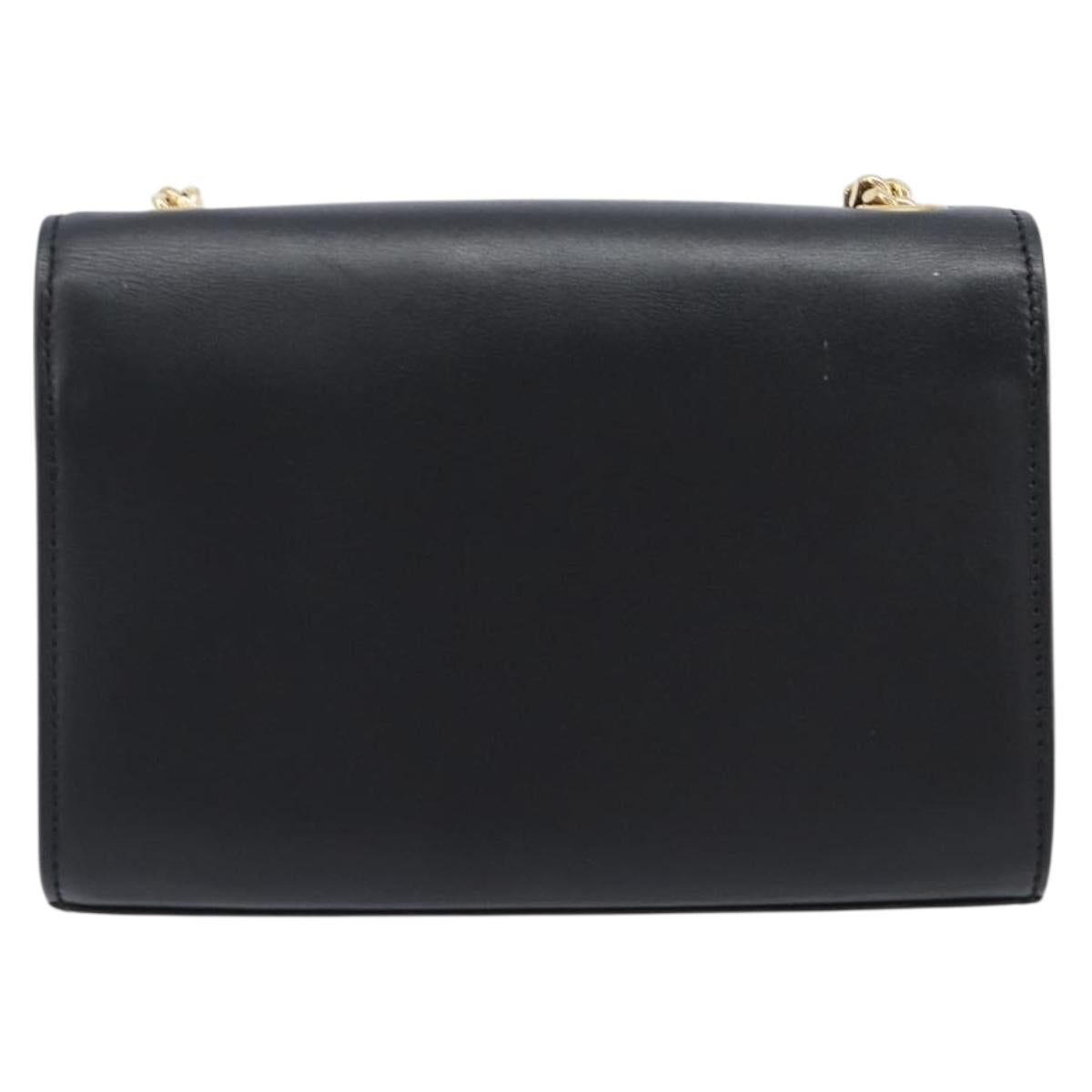SAINT LAURENT Chain Kate Shoulder Bag Leather Black Gold Auth 204906SAM