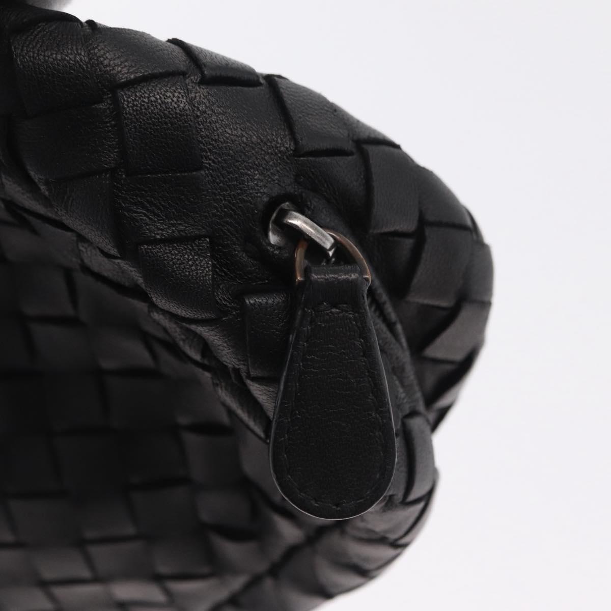 BOTTEGA VENETA INTRECCIATO Chain Shoulder Bag Leather Black Auth 204907A