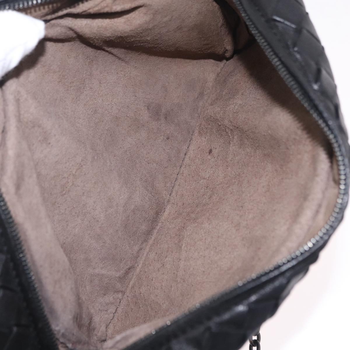BOTTEGA VENETA INTRECCIATO Chain Shoulder Bag Leather Black Auth 204907A