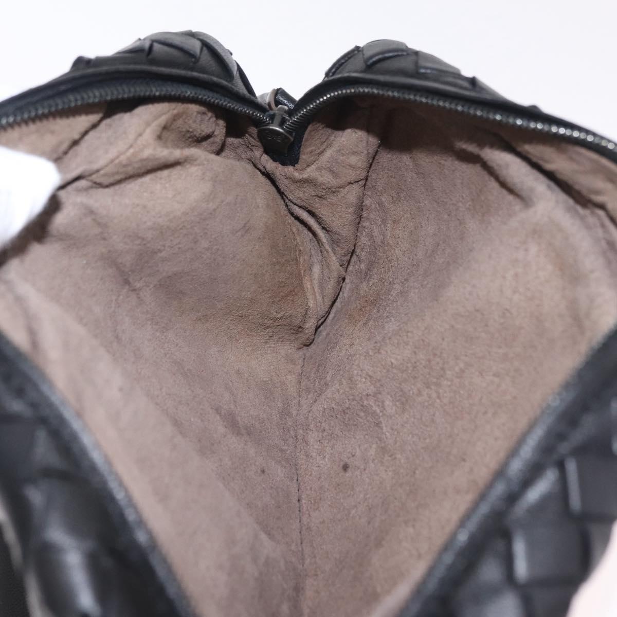 BOTTEGA VENETA INTRECCIATO Chain Shoulder Bag Leather Black Auth 204907A