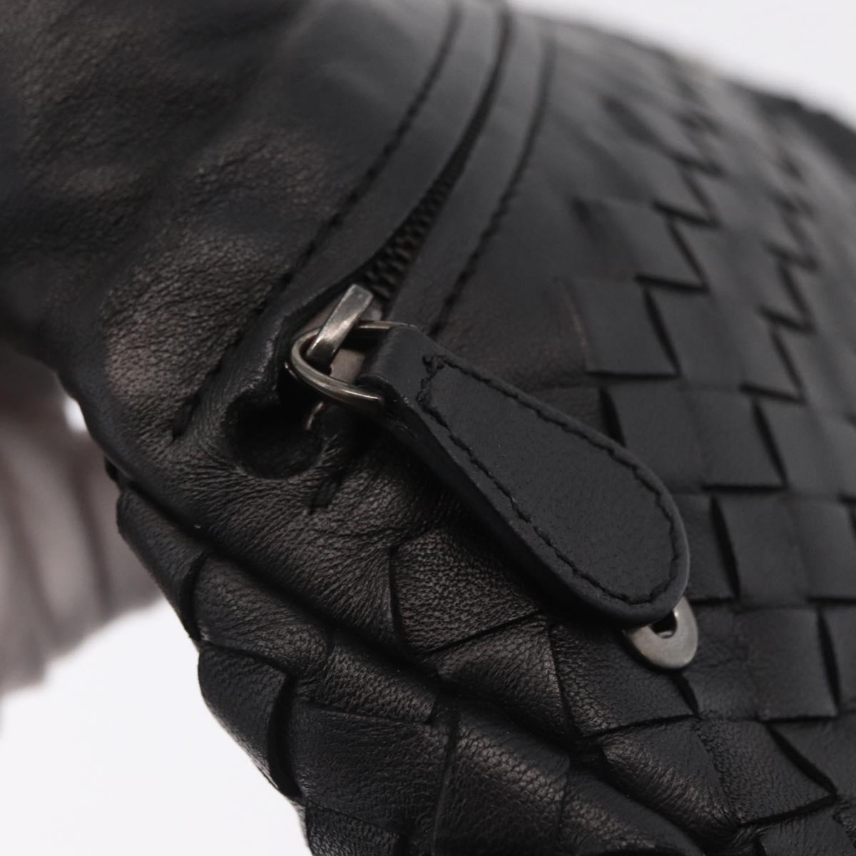 BOTTEGA VENETA INTRECCIATO Chain Shoulder Bag Leather Black Auth 204907A