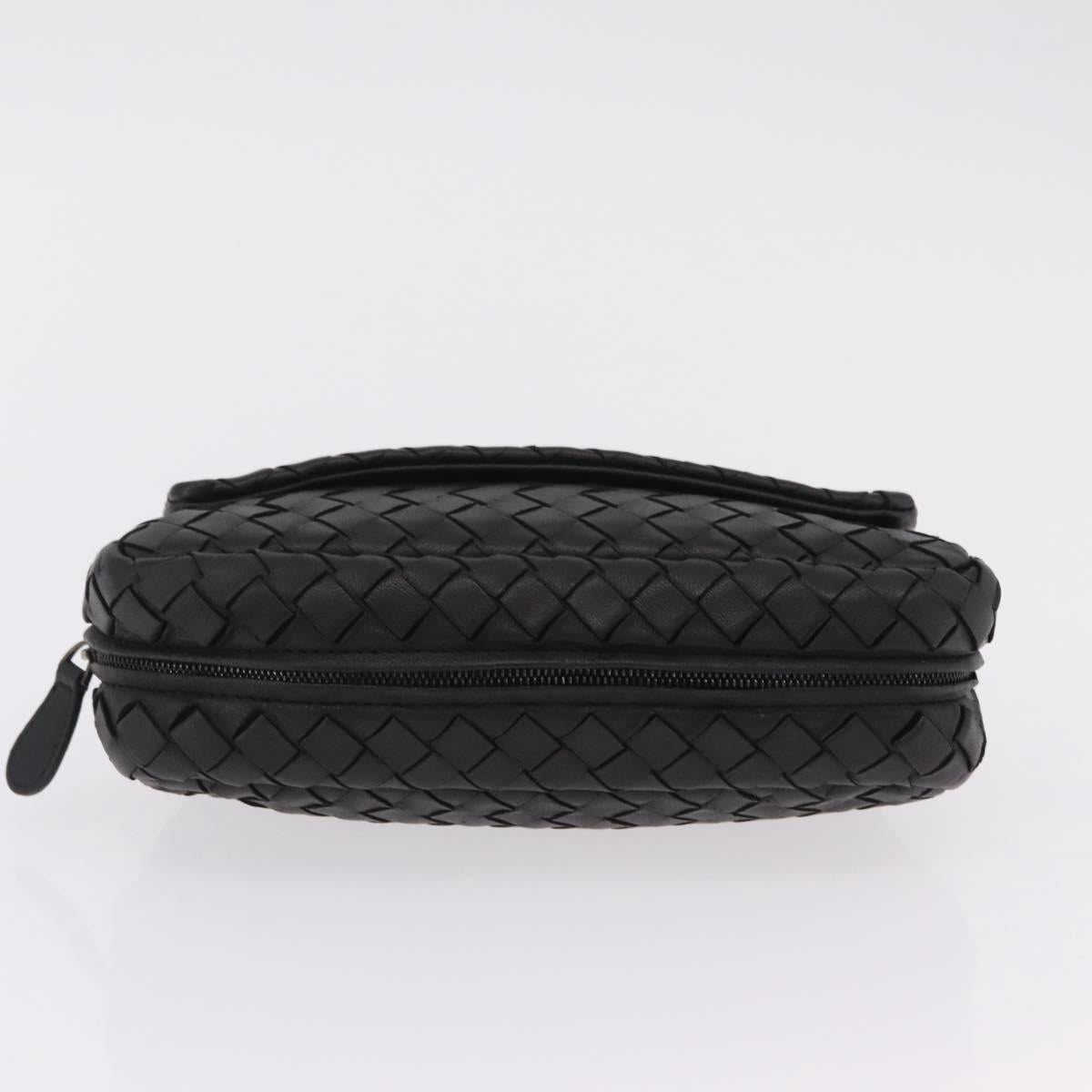 BOTTEGA VENETA INTRECCIATO Chain Shoulder Bag Leather Black Auth 204907A