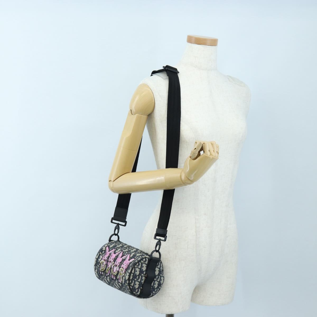 Christian Dior Trotter Canvas Shoulder Bag Navy Auth 204908SAM