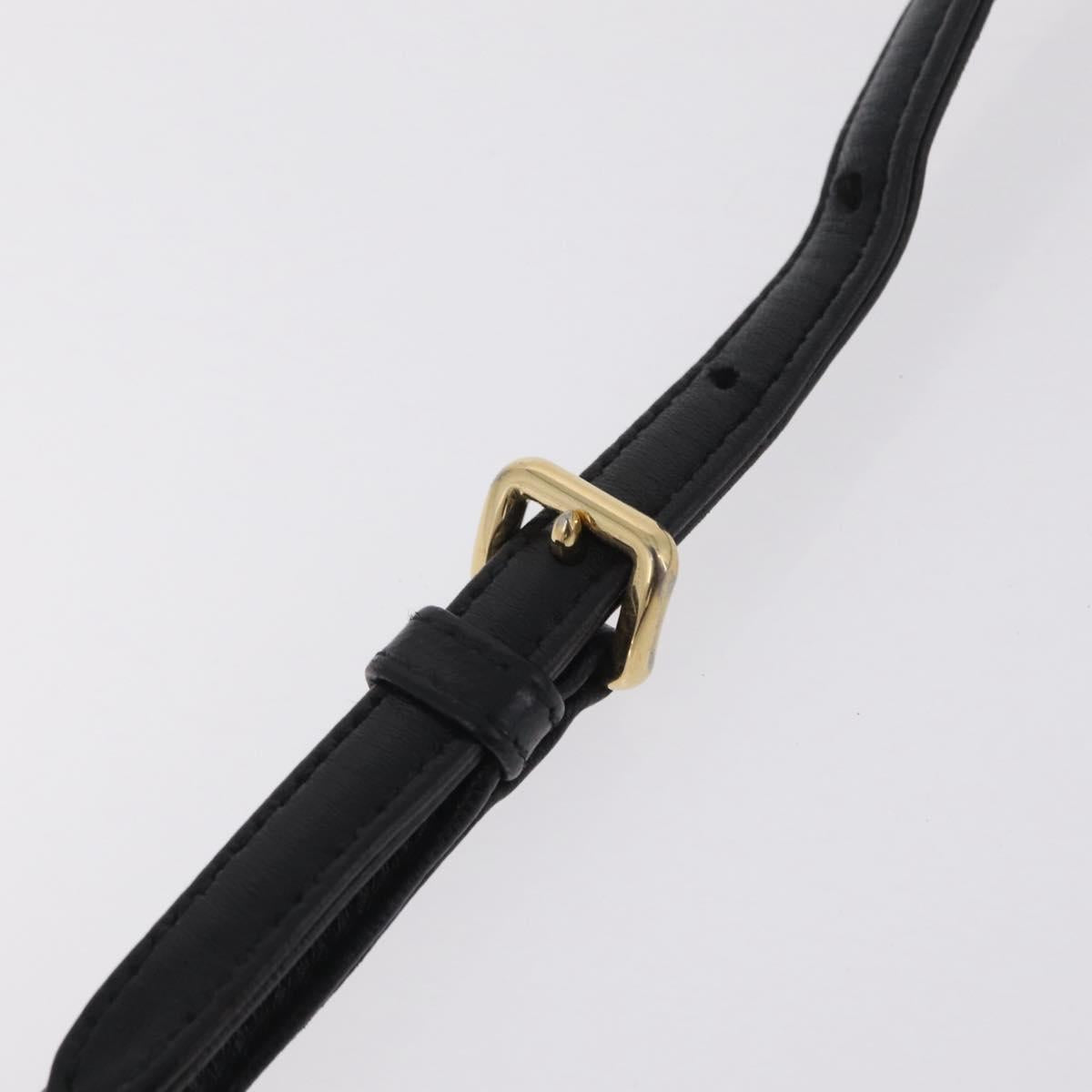 PRADA Gathered Chain Shoulder Bag Leather Black Gold Auth 204909A