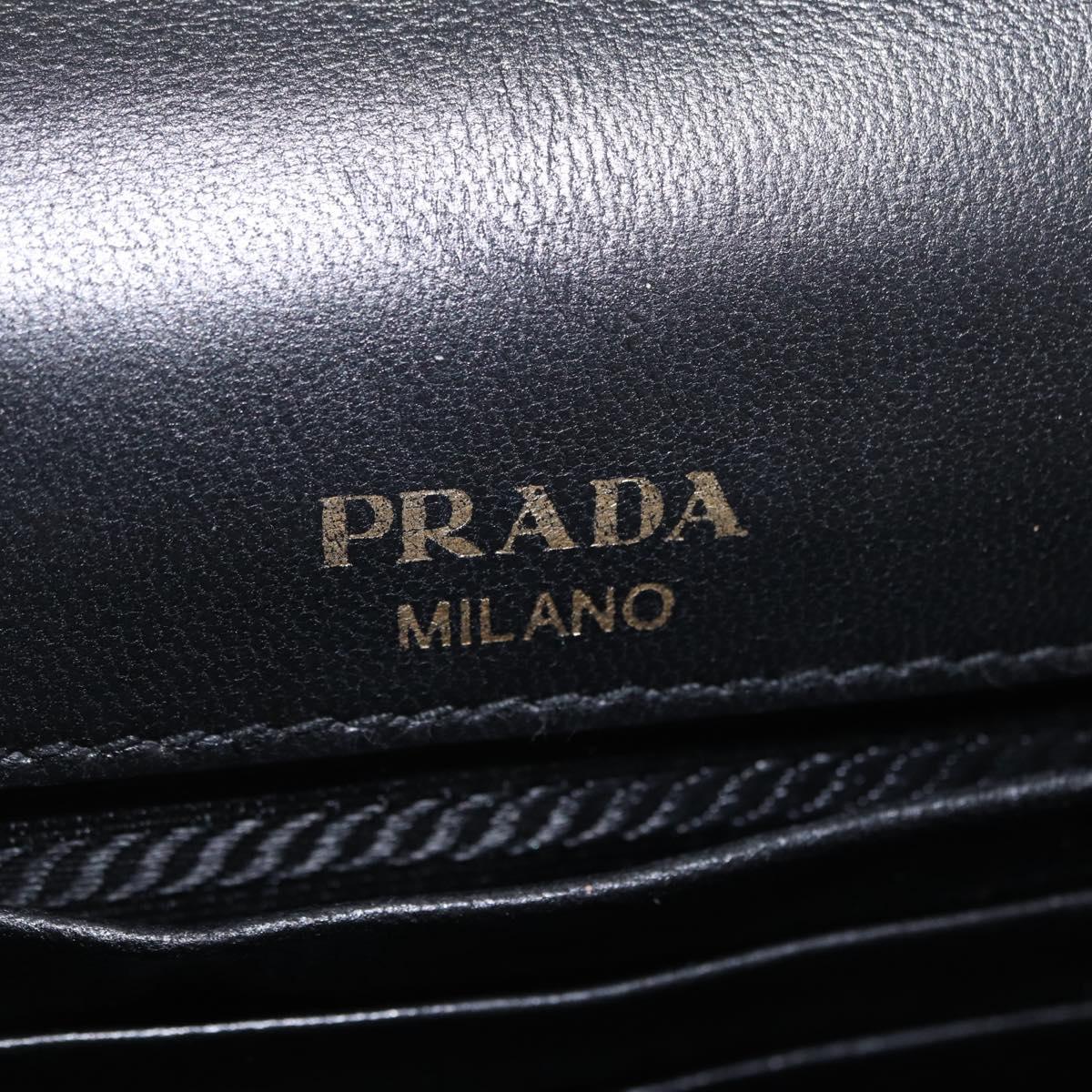 PRADA Gathered Chain Shoulder Bag Leather Black Gold Auth 204909A