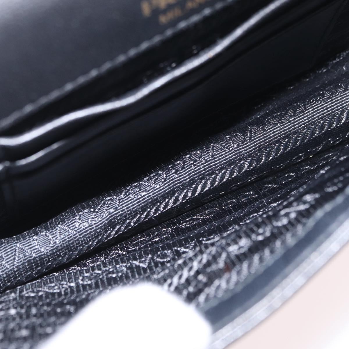 PRADA Gathered Chain Shoulder Bag Leather Black Gold Auth 204909A