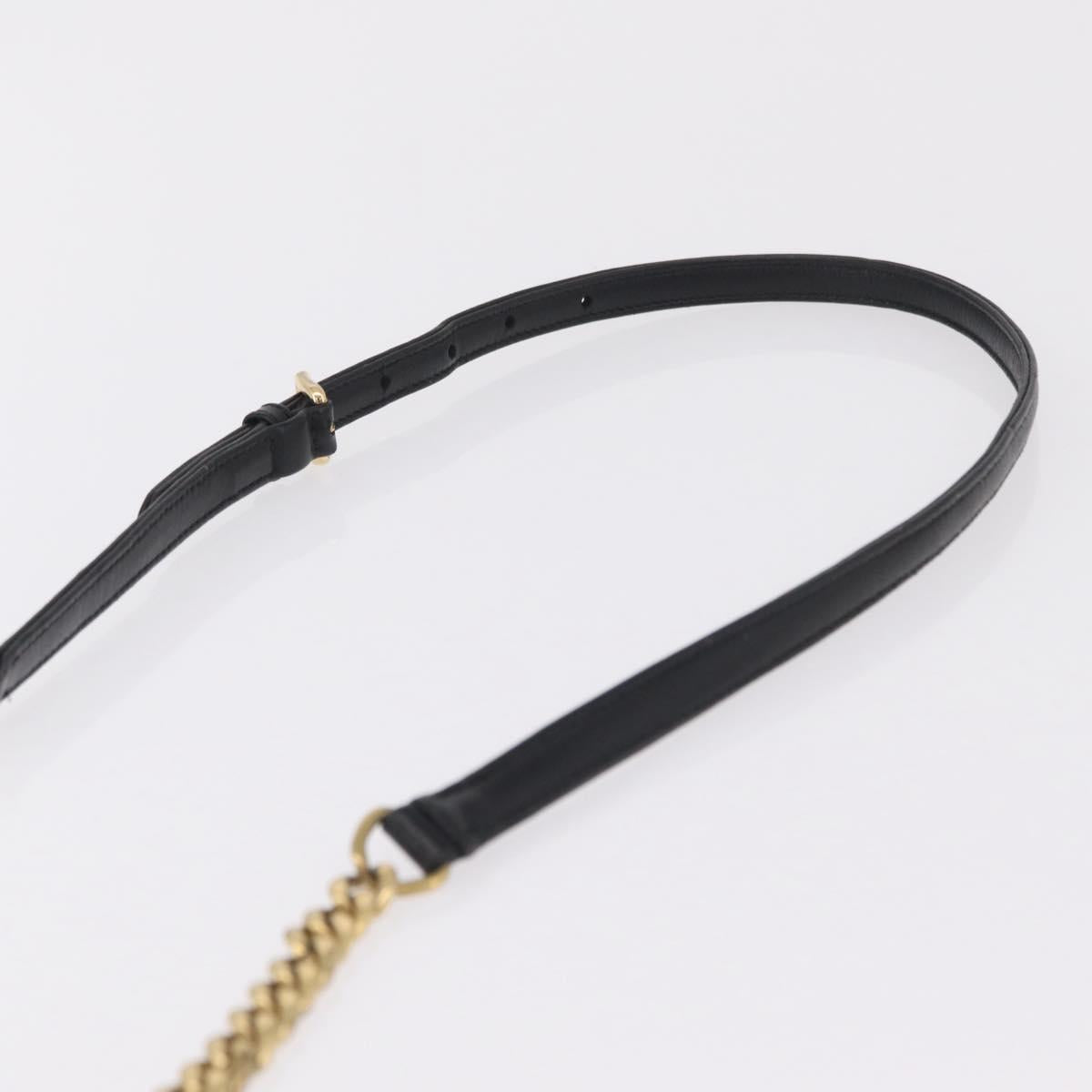 PRADA Gathered Chain Shoulder Bag Leather Black Gold Auth 204909A