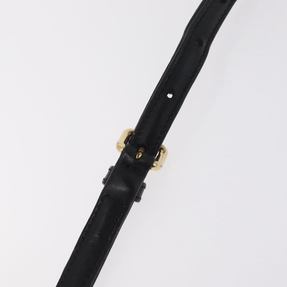 PRADA Gathered Chain Shoulder Bag Leather Black Gold Auth 204909A