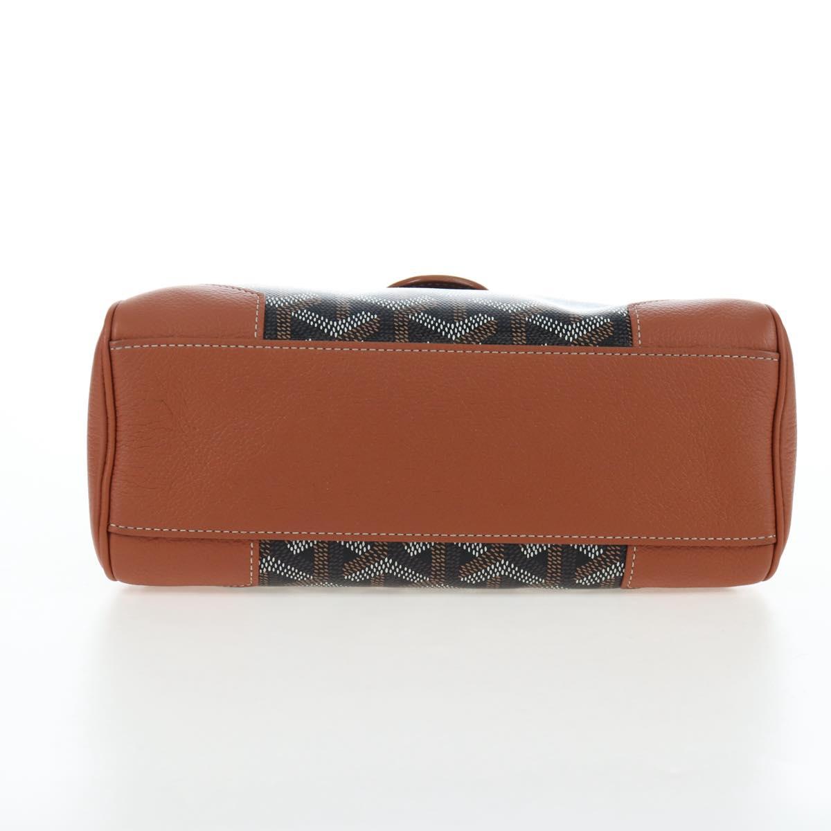 GOYARD Herringbone Saigon Mini Hand Bag PVC 2way Brown Silver Auth 204910SM