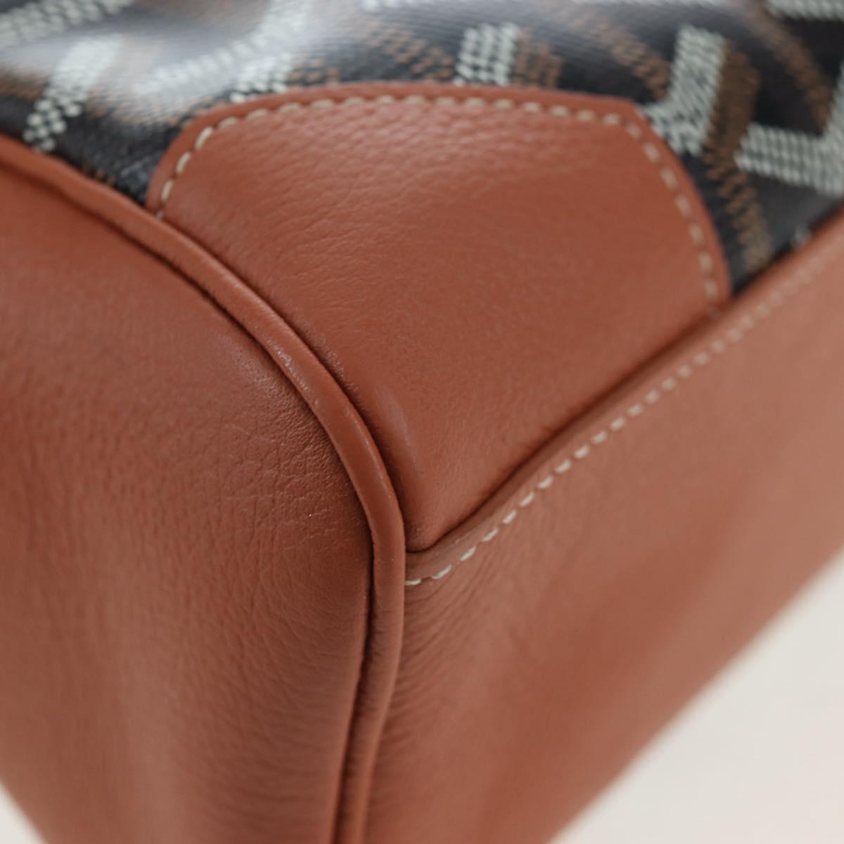 GOYARD Herringbone Saigon Mini Hand Bag PVC 2way Brown Silver Auth 204910SM