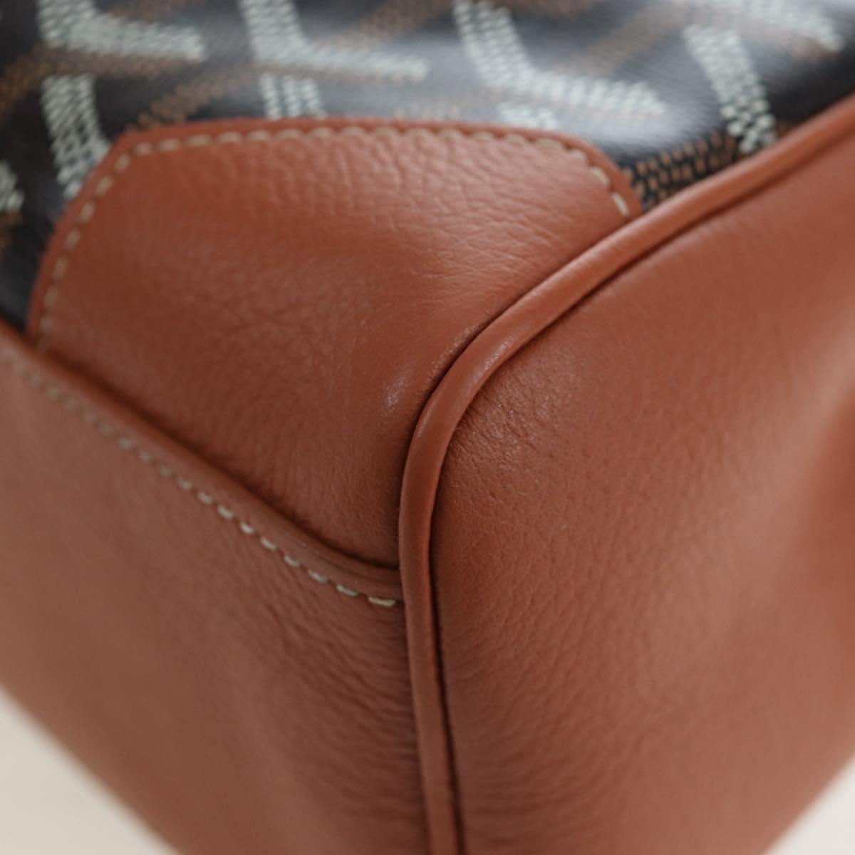 GOYARD Herringbone Saigon Mini Hand Bag PVC 2way Brown Silver Auth 204910SM