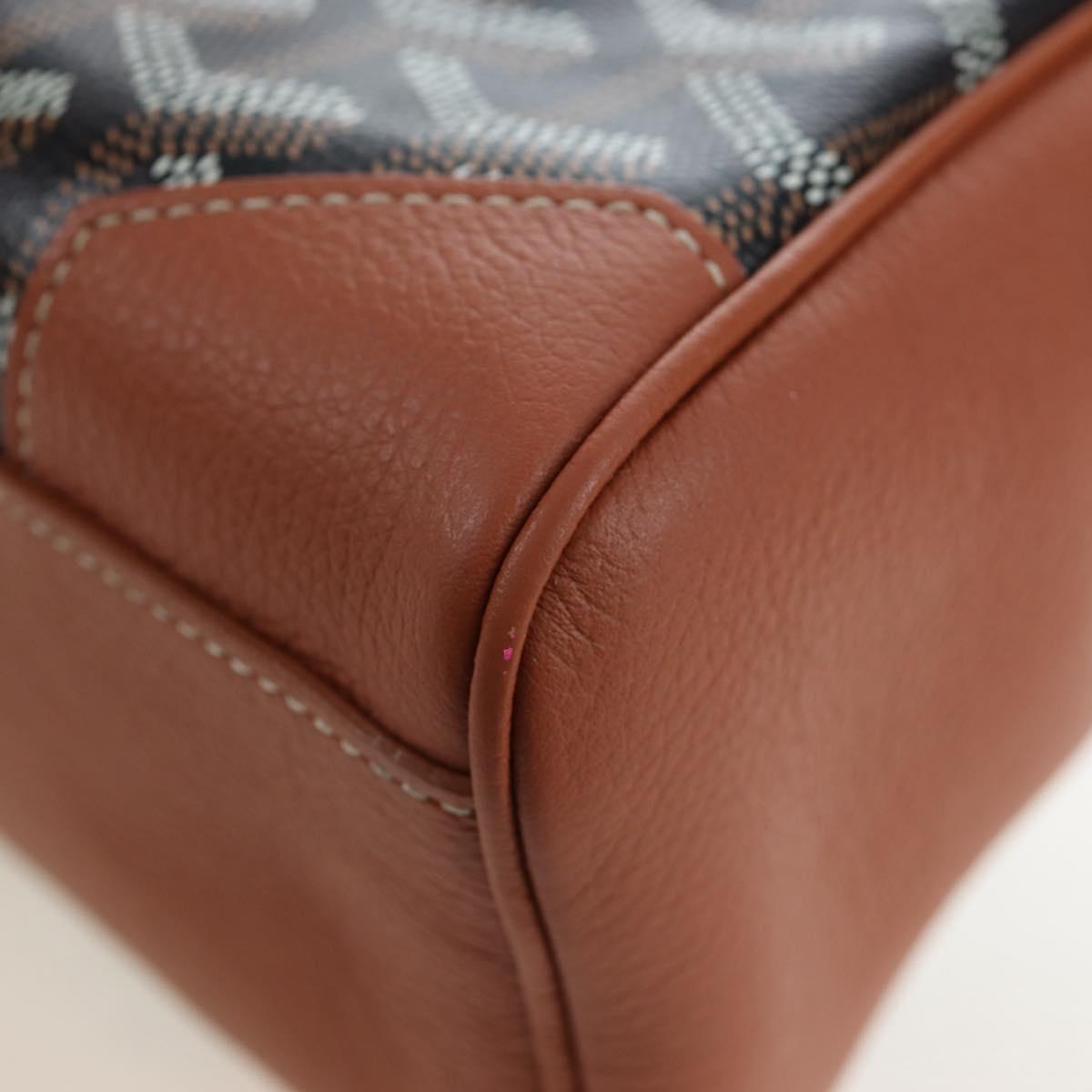 GOYARD Herringbone Saigon Mini Hand Bag PVC 2way Brown Silver Auth 204910SM