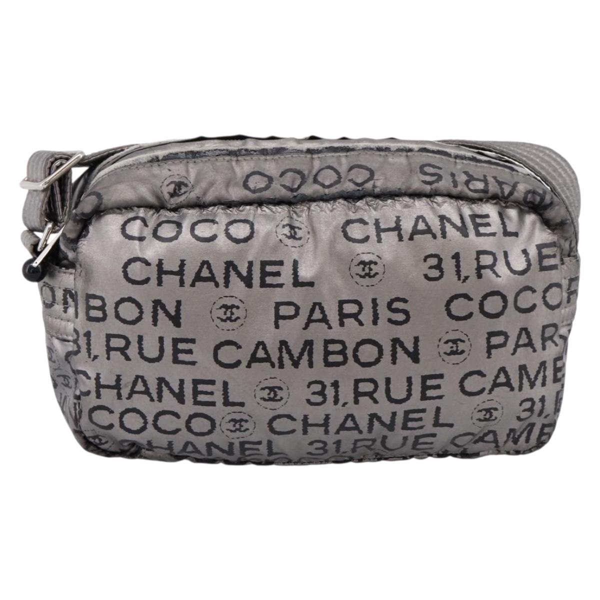 CHANEL Unlimited Shoulder Bag Coated Canvas Silver CC Auth 204911
